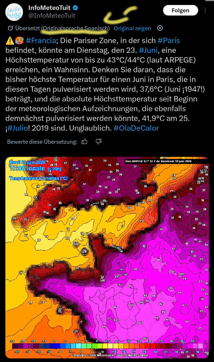 Distelhonig's tweet photo. Diese automatische Übersetzungen lösen bei mir die Sorge aus, dass Dinge dabei verloren gehen. 

Aber ich mag, dass meine Timeline heimlich und still viel internationaler wird - Tweets zu dieser besorgniserregenden Hitzewelle aus Italien, der Türkei, Frankreich, Spanien... https://t.co/c29DBQntdc