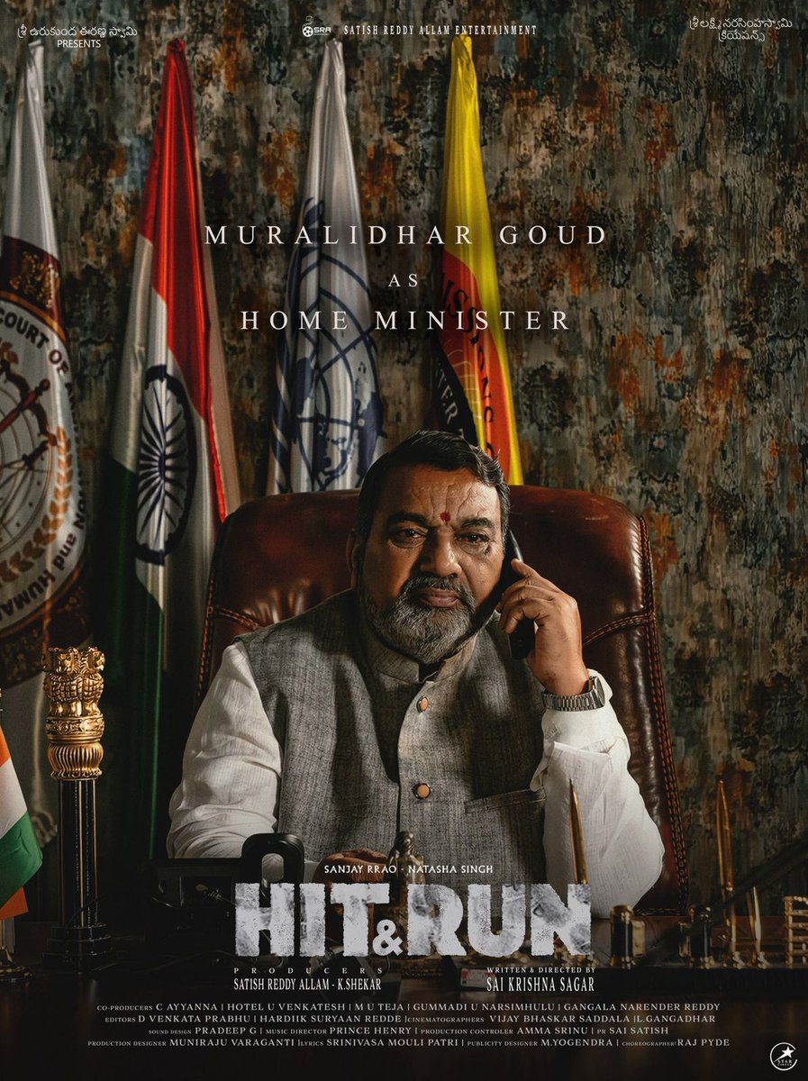 BollywoodH's tweet photo. Meet #MuralidharGoud garu as the Home Minister from #HitAndRun 
.
.
@SanjayROfficial #HitAndRunMovie @natashasingh122 @saikrishna1917 @satish402 @saddalavb #dopgandadhar @kirrd @jabardasth67074 @raviprakash_ind @AmmaSrinu1 @sra_ent @PROSaiSatish @TeamStarCircle https://t.co/keDIHJzNcR