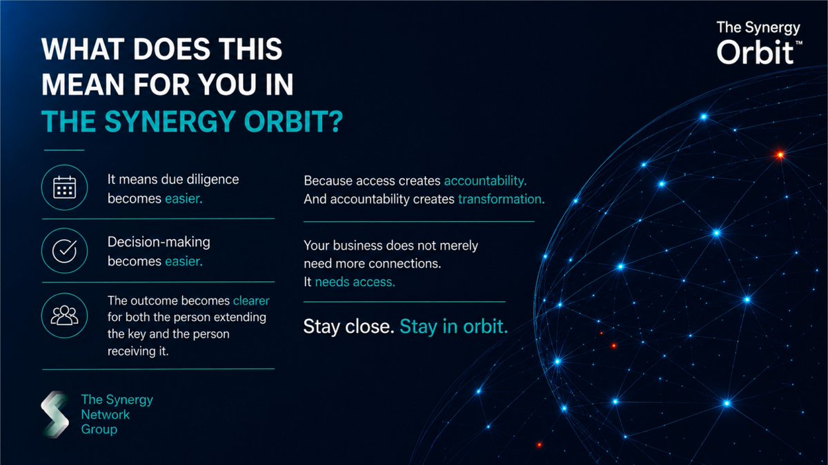 TheSynergyNG's tweet photo. Connections create proximity. Access creates opportunity. Stay in orbit. Launching soon! https://t.co/aqKpCfQhJ0