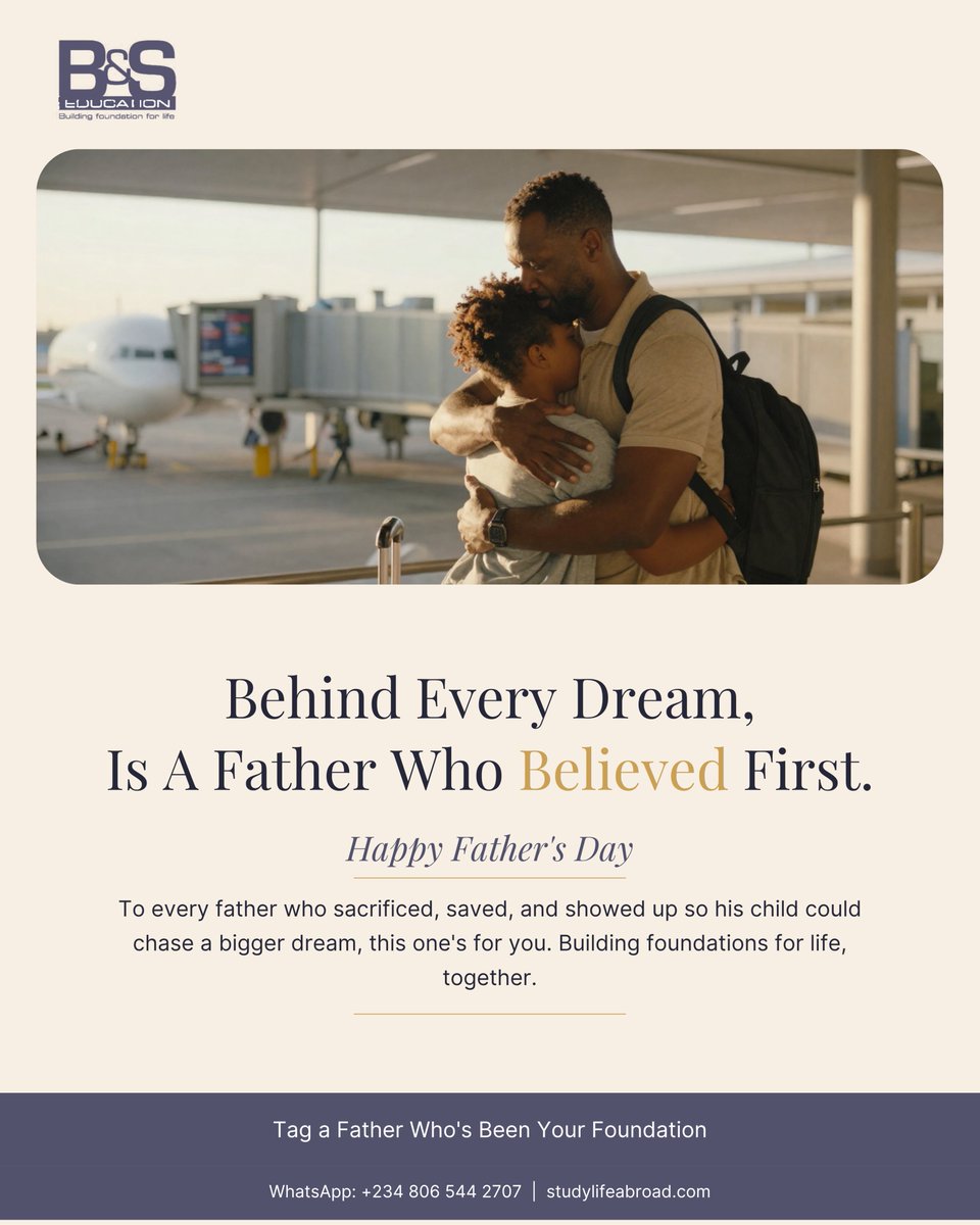 BS_StudyAbroad's tweet photo. Behind every dream, a father who believed first.

Happy Father's Day to every dad who sacrificed and showed up so his child could chase something bigger.

Tag a father who's been your foundation. https://t.co/F4LhWrfvut
