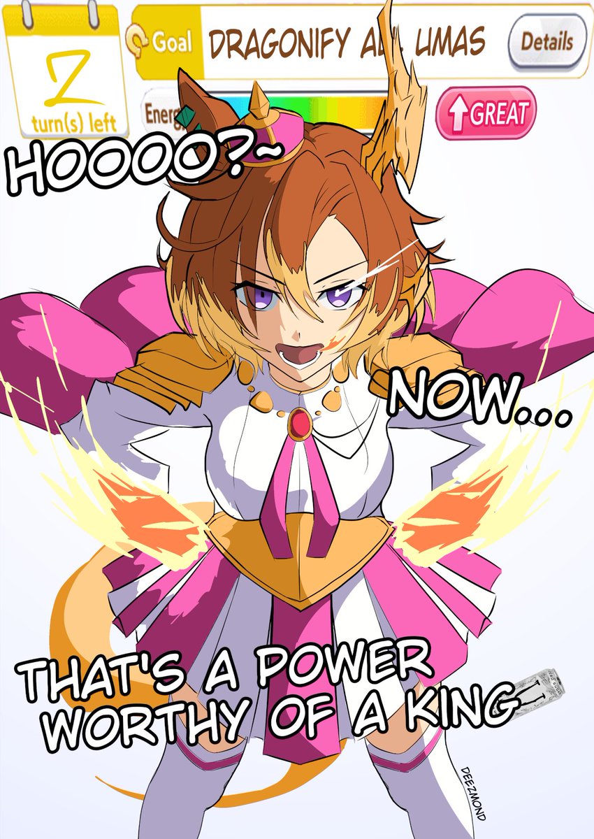 D33zmond's tweet photo. Wha- WHAT IS THIS POWER?!
How can any uma be allowed so much aura?!

Tachyon's dragonifying saga continues! https://t.co/pamEApVrK4