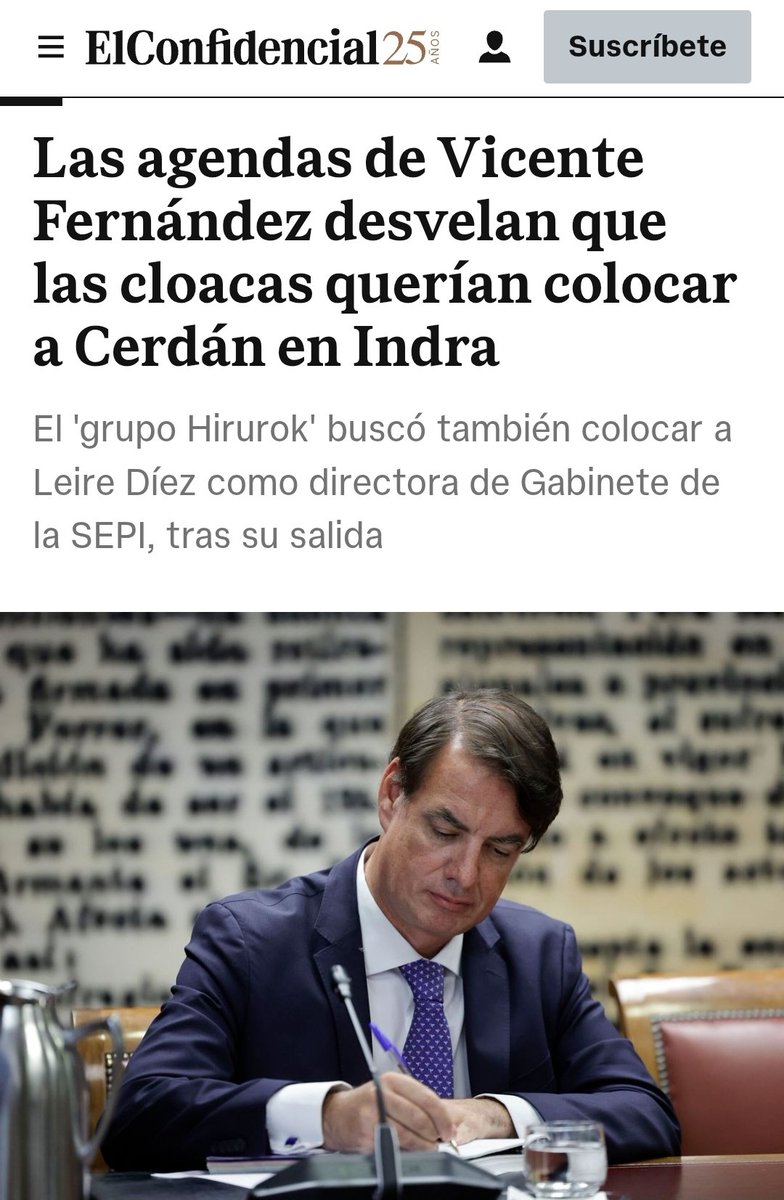 criaturina's tweet photo. LAS CL9ACAS DEL PSOE
EL ASALTO A INDRA

💣💣 Las agendas de Vicente Fernández desvelan que las cloacas querían colocar a Cerdán en Indra y se lo propusieron a Sánchez. 

‼️‼️ Sánchez rechazó la petición; Cerdán: "Ya me ha llamado el presidente, dice que no puedo estar en Indra, que es una empresa cotizada y bla bla bla".

 https://t.co/76furv0m6I