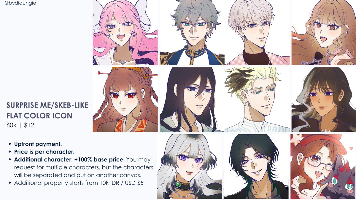 bydidungie's tweet photo. [shares appreciated! 🫶]

Hello, I'm opening another batch for this commission type ^_^ for now I will be taking 5 slots for local IDN!

Please read my ToS before applying (all on the thread below) for more information! DM me if you're interested, thank you💐

#commissionopen https://t.co/KzyKrnqCrp