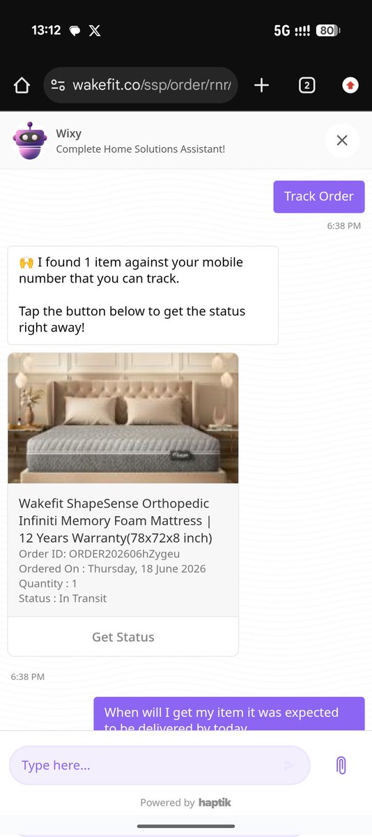 Intrepi03549035's tweet photo. @WakefitCo
Extremely disappointed with my recent experience.
I ordered a Wakefit ShapeSense Orthopedic Infiniti Memory Foam Mattress (78x72x8 inches) and paid ₹26,650, but what was delivered appears to be a Wakefit Classic 6-inch mattress, clearly different.... https://t.co/hU04oKMeyP