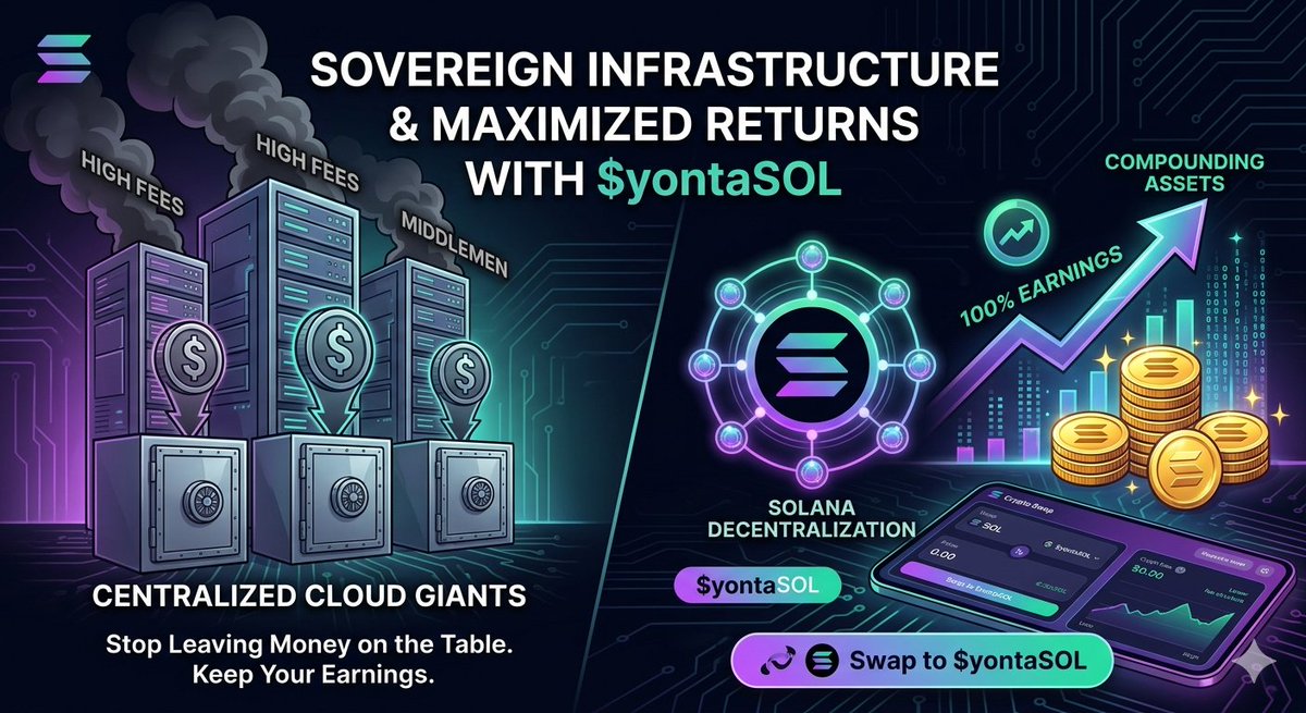 kevlerpro's tweet photo. Stop leaving money on the table for centralized cloud giants to pocket.📉📉
​Keep 100% of your earnings, support true Solana decentralization, and let your assets compound under sovereign infrastructure.
​Ditch the high fees and swap to $yontaSOL today !!! https://t.co/KUDDEl8gAo