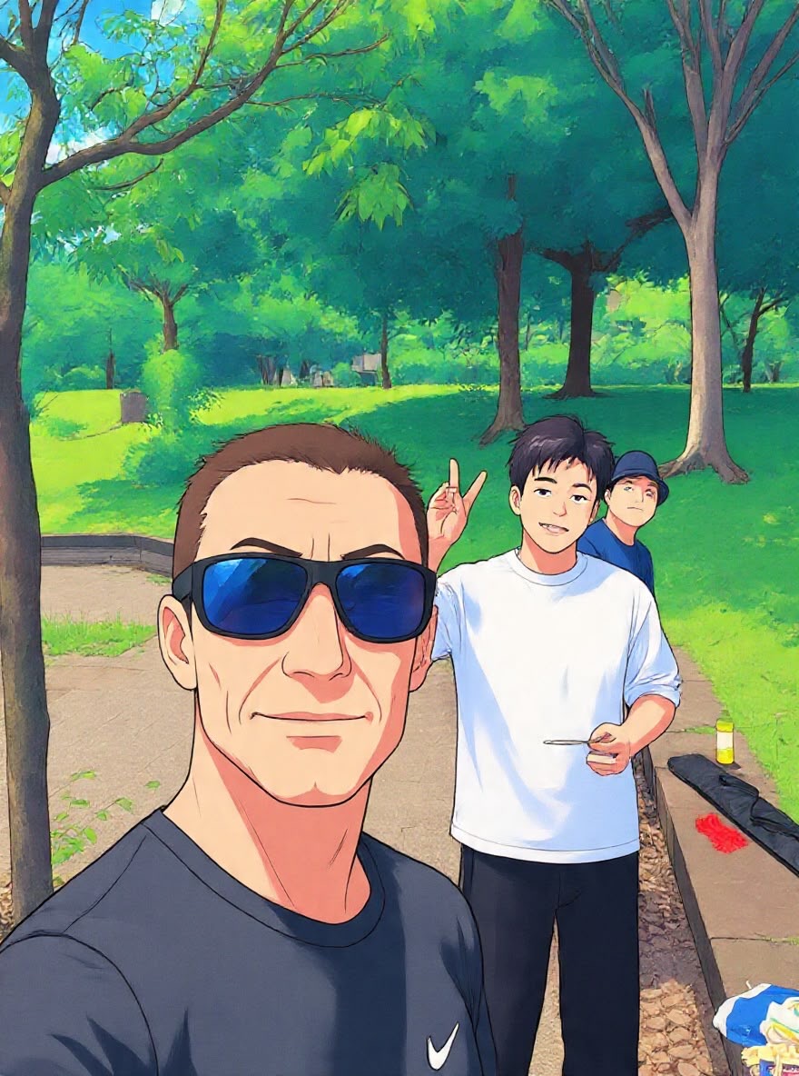 hanagakibugaku's tweet photo. 今日はニュージーランド出身のRichardさんが来てAIで画像を送ってくれました。中学生が真ん中にいます。 https://t.co/bnBU4uVm4F
