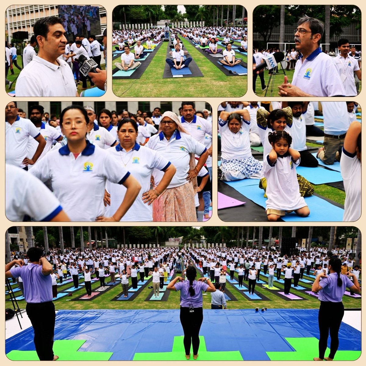 aiims_newdelhi's tweet photo. Mass Yoga Demonstration: United in purpose, connected through yoga. 

The 12th International Day of Yoga was celebrated by AIIMS Delhi, where Center for integrative medicine and research  conducted a mass yoga demonstration led by the presence of Prof. Nikhil Tandon, Director, AIIMS, New Delhi, attended by faculty, senior administration staff, Researchers and students. Inspired by the vision of Hon’ble Prime Minister Shri Narendra Modi, who addressed the enthusiastic participants of over 4,000 people, the event highlighted yoga as a global movement for wellness and healthy ageing. 

Concurrently, another 400-plus participants from NCI, Jhajjar, Haryana, participated in a yoga demonstration conducted by CIMR, reflecting a shared commitment towards collective well-being. #12thInternationalDayofYoga #IDY2026 #YogaForHealthyAgeing #AIIMSNEWDELHI #CIMRAIIMSNEWDELHI #MassYogaDemonstration
