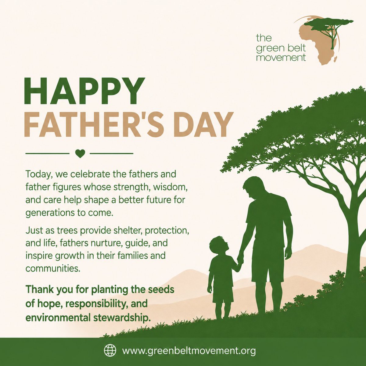 GreenBeltMovmnt's tweet photo. Happy Father's Day! 💚

Today, we celebrate fathers and father figures whose guidance, love, and dedication help shape stronger families and communities.

Thank you for nurturing the next generation and inspiring a future rooted in care, responsibility, and hope. https://t.co/pPRS2EoCkc