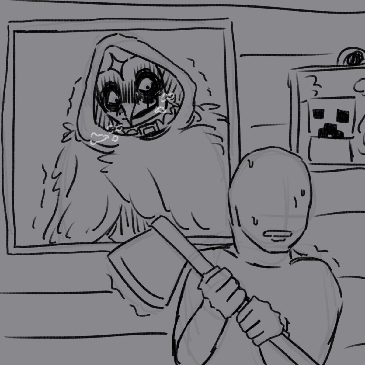 1milkegsofbeer's tweet photo. Bwahhh another one of my knockers yess, older drawings too

Last one is more recent but I will also post a fully colored him right after this... Yes... My crow...

#theknocker #knocker #theknockerminecraft #minecraft https://t.co/3eauThr872