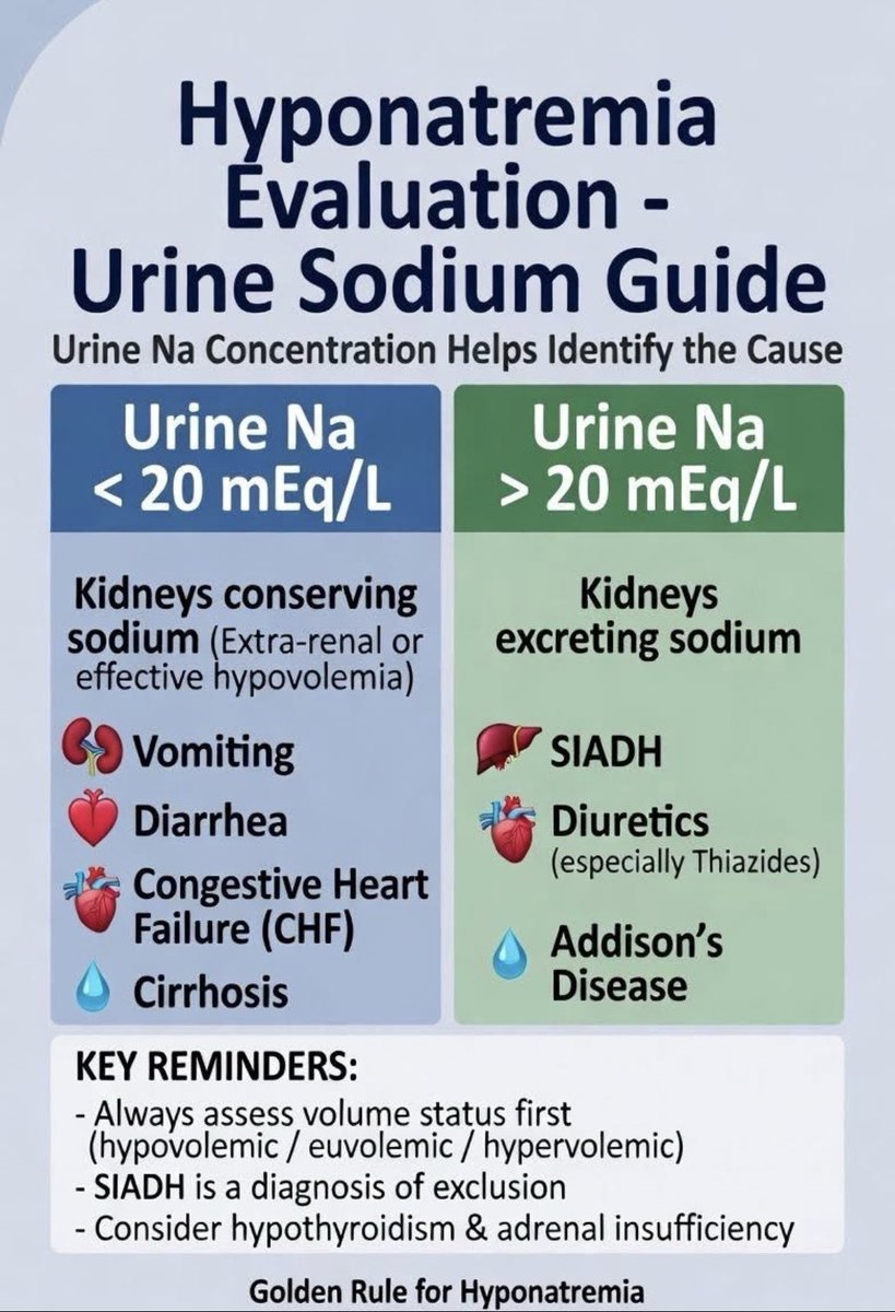 Abdelhamed6261's tweet photo. Hyponatremia golden rule https://t.co/bdDaWasIr2