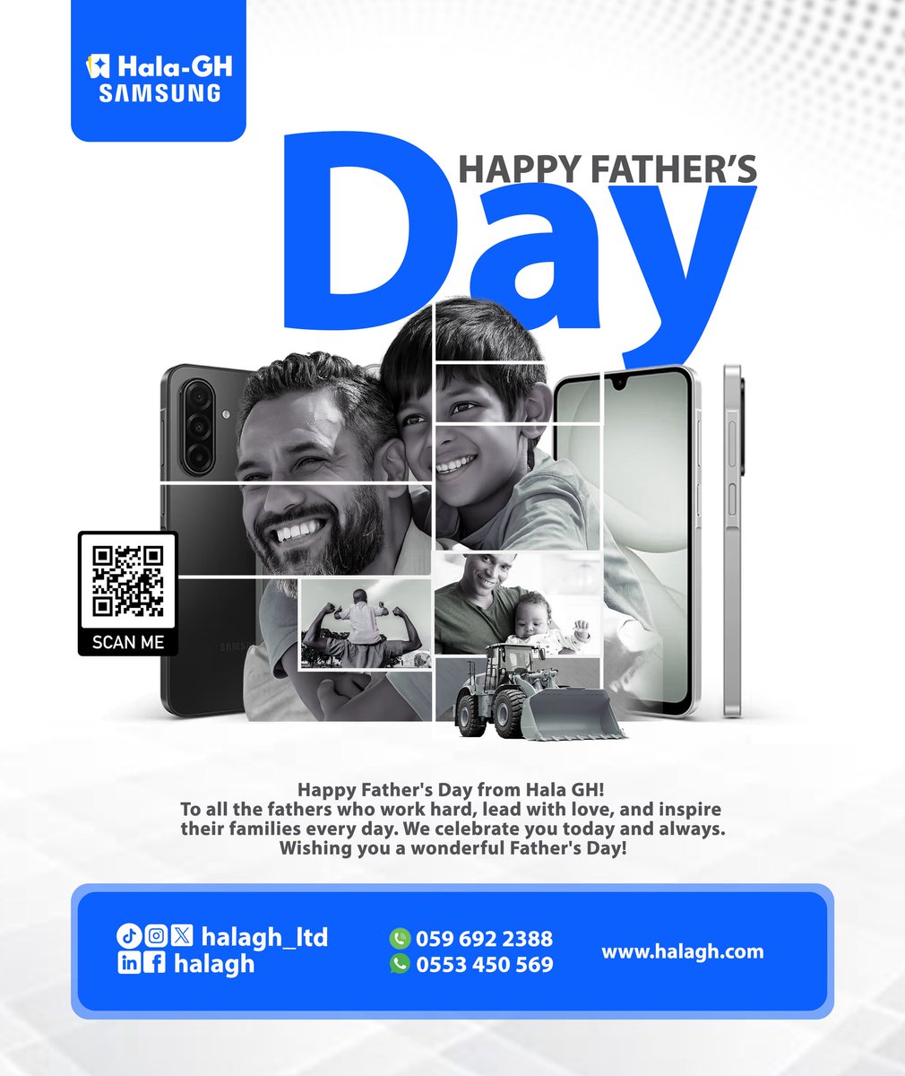 halagh_ltd's tweet photo. Happy Father’s Day to all our valued fathers and father figures in the Hala GH family. 

Wishing you a wonderful celebration. 💙 #FathersDay #halagh 

|Teacher Daddy Torcher Vally view Adingra Ronaldo Ivory Coast Diamonde Ghana Education Service| https://t.co/TTsPJTdB5R
