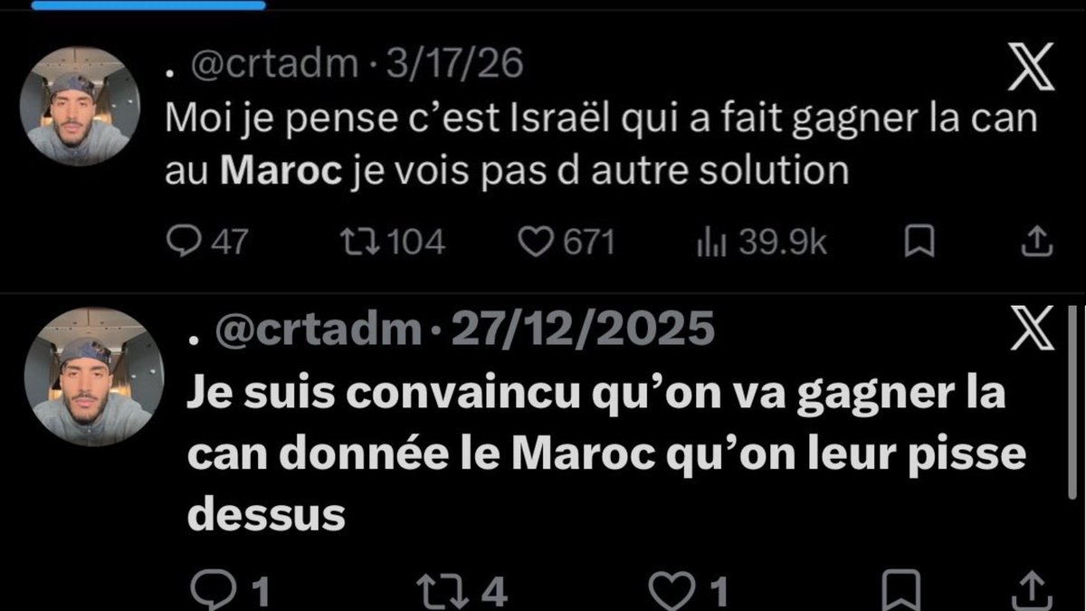 oovss_m's tweet photo. craché sur le Maroc 🇲🇦 sa paye pas 😂 https://t.co/yhXDLyQ4qG
