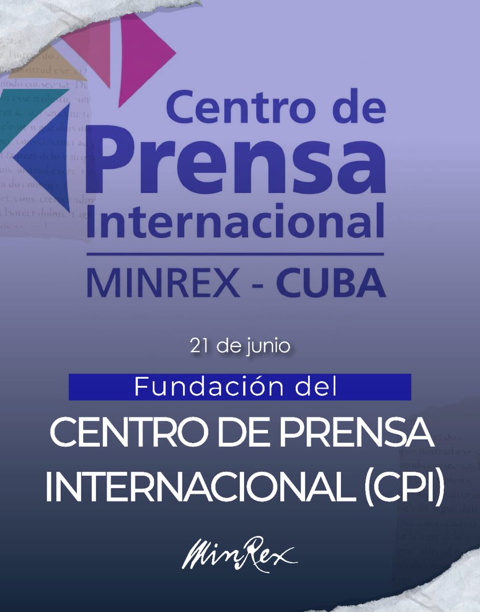 BrunoRguezP's tweet photo. Celebramos el 47 aniversario de la fundación del Centro de Prensa Internacional (CPI) @MinrexCpi.

Desde su creación, ha acompañado con dedicación el trabajo de la prensa extranjera en #Cuba.

Felicitamos a su colectivo de trabajadores y a los que han formado parte de esa institución de @CubaMINREX.