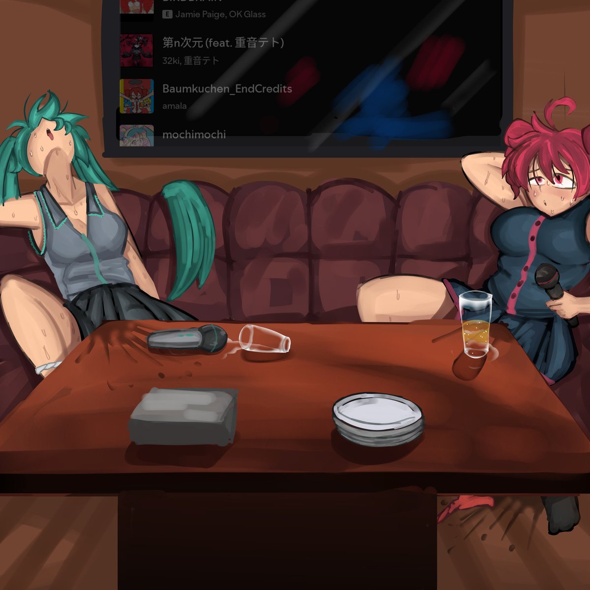 Sweet_artsz's tweet photo. Who remembers that night with Miku and Teto? https://t.co/iDdQa7NqNv