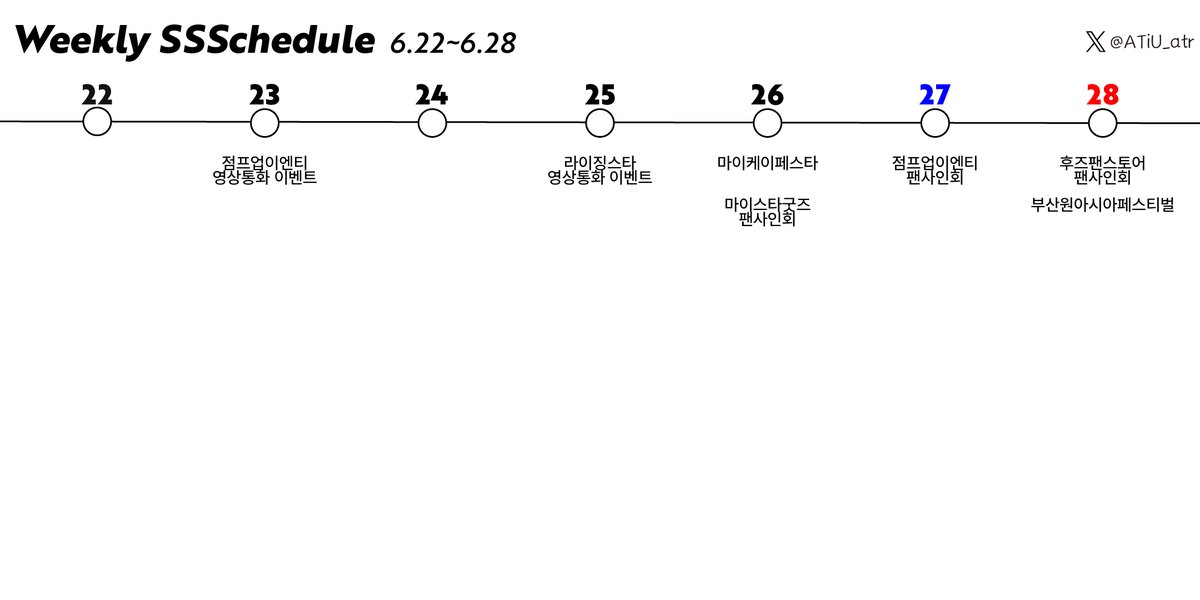 ATiU_atr's tweet photo. Weekly #SSSchedule
2026.6.22 ~ 2026.6.28
#트리플에스 #tripleS #トリプルS https://t.co/C1LX0nqR0h