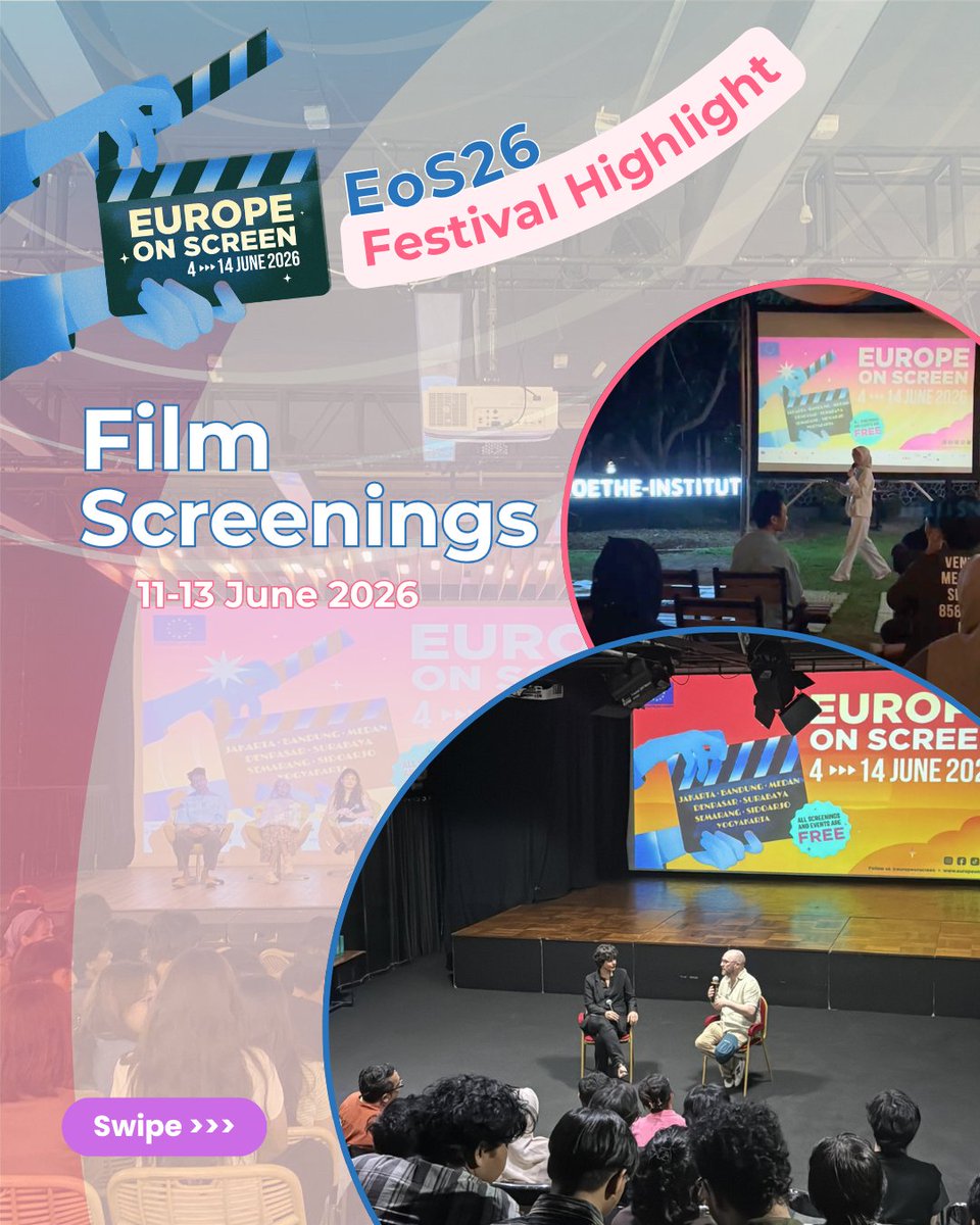 EuropeonScreen's tweet photo. #EoS26 Recap: 11-13 June 2026 in Jakarta and other cities 🤩🎬🍿

@uni_eropa

#FilmFestival #FilmScreening #EuropeanCinema #PemutaranFilm https://t.co/by4AMtICUn