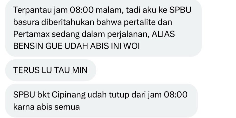 hrdbacot's tweet photo. Apakaaa SPBU yang terdekat dari kalian mengalami kekosongan stok juga seperti sendernya #DariDM https://t.co/1dFtAowifk