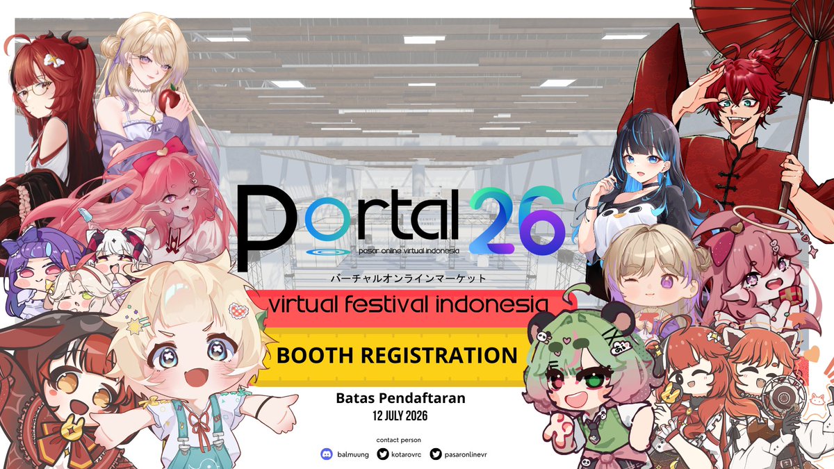pasaronlinevr's tweet photo. 📢 Registrasi Booth untuk PORTAL - Pasar Online Virtual resmi dibuka! 

Pendaftaran GRATIS tanpa dipungut biaya! 
Sistem pendaftaran akan di seleksi jika memenuhi kuota slot 
Link Pendaftaran : https://t.co/3GI2yk7igY   

Info lebih lengkap silahkan chat admin~ ✨ https://t.co/J98pg2povY