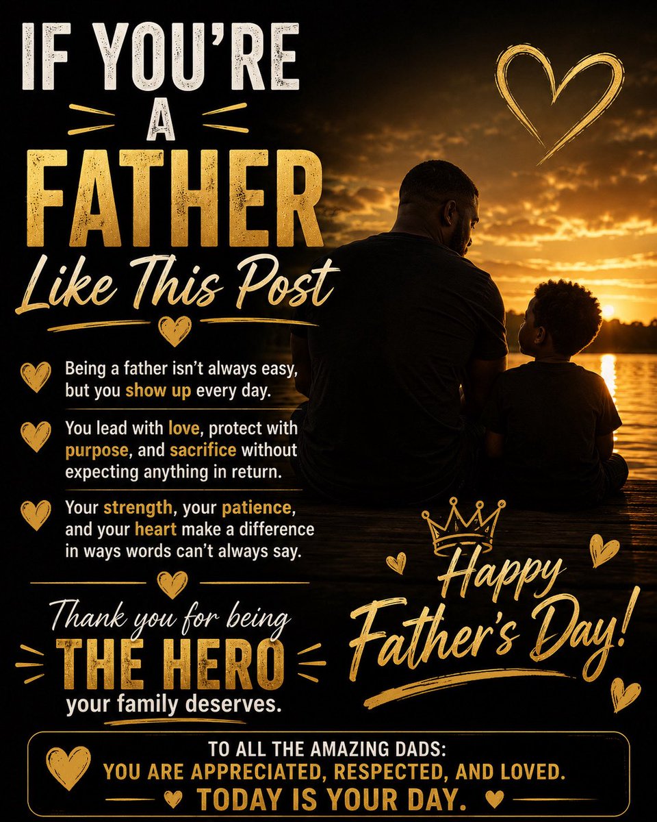celebriD's tweet photo. To all the incredible fathers out there, Happy Father’s Day! ❤️

Thank you for your strength, your sacrifices, your guidance, and the unconditional love you give every single day. Fathers like you shape lives, build families, and leave a legacy that lasts for generations.

Today we celebrate you. You are appreciated, respected, and deeply loved. Happy Father’s Day! 🖤💛