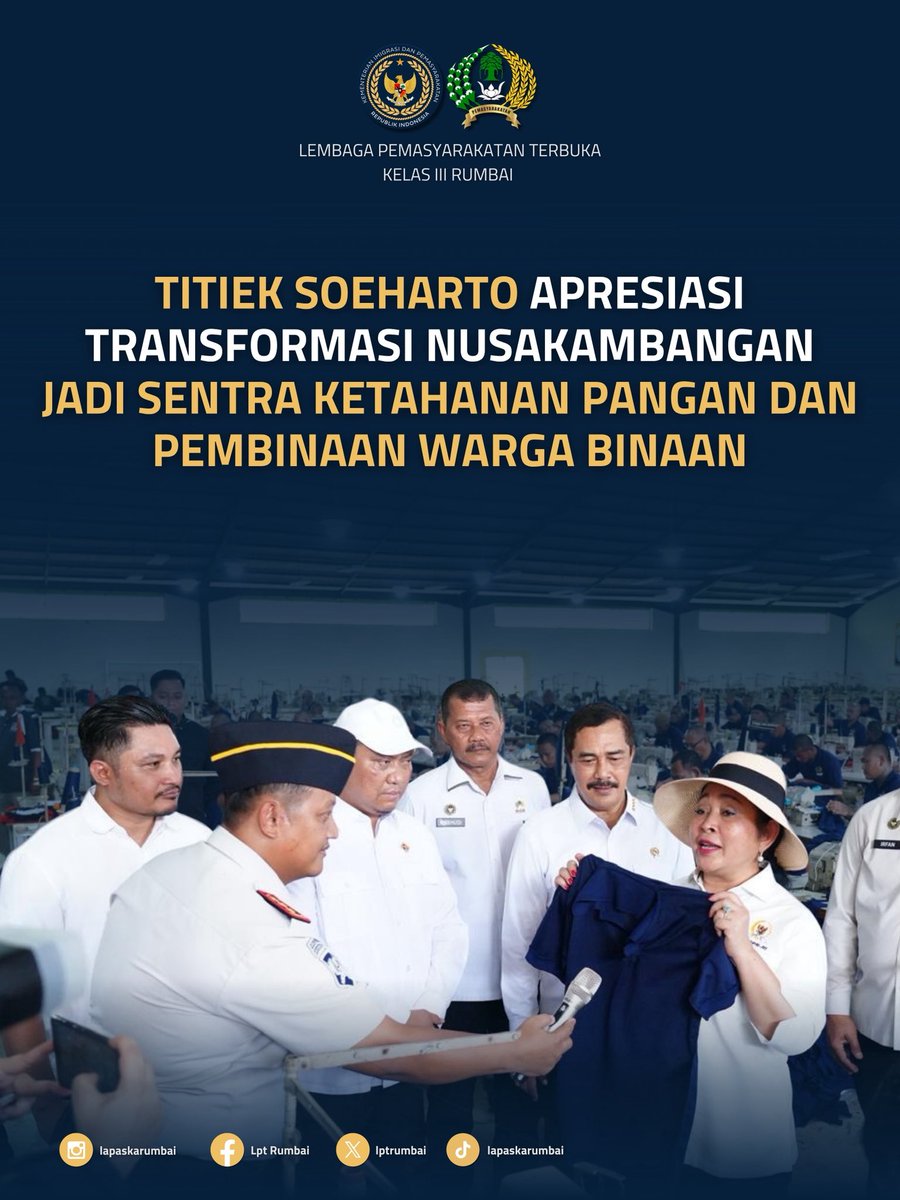 lptrumbai's tweet photo. Titiek Soeharto Apresiasi Transformasi Nusakambangan Jadi Sentra Ketahanan Pangan dan Pembinaan Warga Binaan https://t.co/RceYRRPwWu
