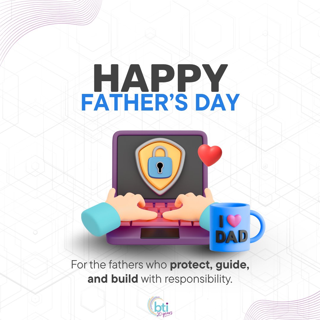 BTIPR's tweet photo. Trust is built through presence, consistency, and care.

Today, we celebrate the fathers in our BTI community who bring those values into their work, their teams, and their families.

Happy Father’s Day.

#FathersDay #HappyFathersDay #BTI #Cybersecurity #Trust #BeyondTomorrow https://t.co/eu1DAKrGMi