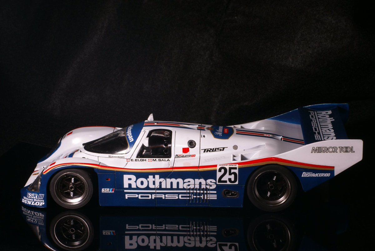 vfa67's tweet photo. ハセガワ1:24ポルシェ962C完成です😀。

元ポルシェワークスドライバーのバーン・シュパン率いるチームシュパンが1988年に日本の耐久レースで走らせた962C。ロスマンズカラーながらちょっとマイナーなカラーリングですが、スタジオ27のデカールのお陰で再現出来ました。

#ハセガワ https://t.co/5Oj0UQxvSy