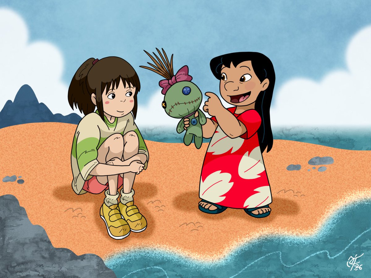 ScooterDoodles's tweet photo. Thank you, Daveigh Chase, for voicing two wonderful animated characters who taught us the importance of Ohana and embracing change while cherishing the past 🎥🌺🏯❤️ #ToonJune2026 #RIPDaveighChase #LiloPelekai #ChihiroOgino #DisneyAnimation #StudioGhibli #crossover #fanart https://t.co/7nX0sRTXGg