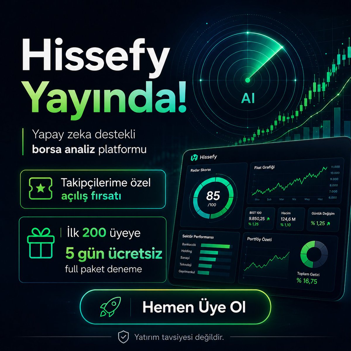 hissediyoruz's tweet photo. ÖZEL DUYURU: Hissefy Takipçilerime Özel Fırsat!!!

Değerli dostlar,

Uzun zamandır bana en çok gelen sorulardan biri şuydu:

“Hocam, hisseleri daha hızlı, pratik ve düzenli takip edebileceğimiz bir platform var mı?”

Artık evet var! Benim platformum var :)

HİSSEFY yayında! 🚀

Kendi geliştirdiğimiz yapay zeka destekli radar sistemiyle artık hisseleri tek tek dağınık kaynaklardan takip etmek yerine, çok daha düzenli ve hızlı analiz edebileceksiniz.

Hissefy’de neler var?

✅Kısa, orta ve uzun vade hazır radarlar
✅Sektör karşılaştırmaları
✅Tek tıkla detaylı hisse analizi
✅Portföy takibi ve risk analizi
✅Hızlı ön eleme araçları

Amacımız çok basit:
Saatlerce site site gezeceğinize, 5 dakikada çok daha bilinçli karar verebilmek.

🎁 Bugün sadece bu paylaşımı görenler için özel fırsat:

→ Aylık sadece bir kahve parasıyla abonelik,
→ Bugünklü ilk 200 üyeye 5 GÜN tamamen ücretsiz full paket deneme,
→ İlk 100 “Katıldım” yazan kişiye ekstra sürpriz avantajlar!

Link: https://t.co/ngxe4ZOmUZ

Nasıl faydalanacaksın?

Linke tıkla ve üye ol!
Yorumlara “Katıldım” yaz
İstersen radar ekran görüntüsünü yorumlara bırak.
Bu açılışı özellikle sizleri düşünerek hazırladık.

Hadi birlikte daha bilinçli, daha düzenli ve daha sistemli yatırım takibi yapalım. 💪

Not: Paylaşılan içerikler yatırım tavsiyesi değildir. Hissefy bir karar destek ve analiz platformudur.

#Hissefy #Borsaİstanbul #Hissediyoruz