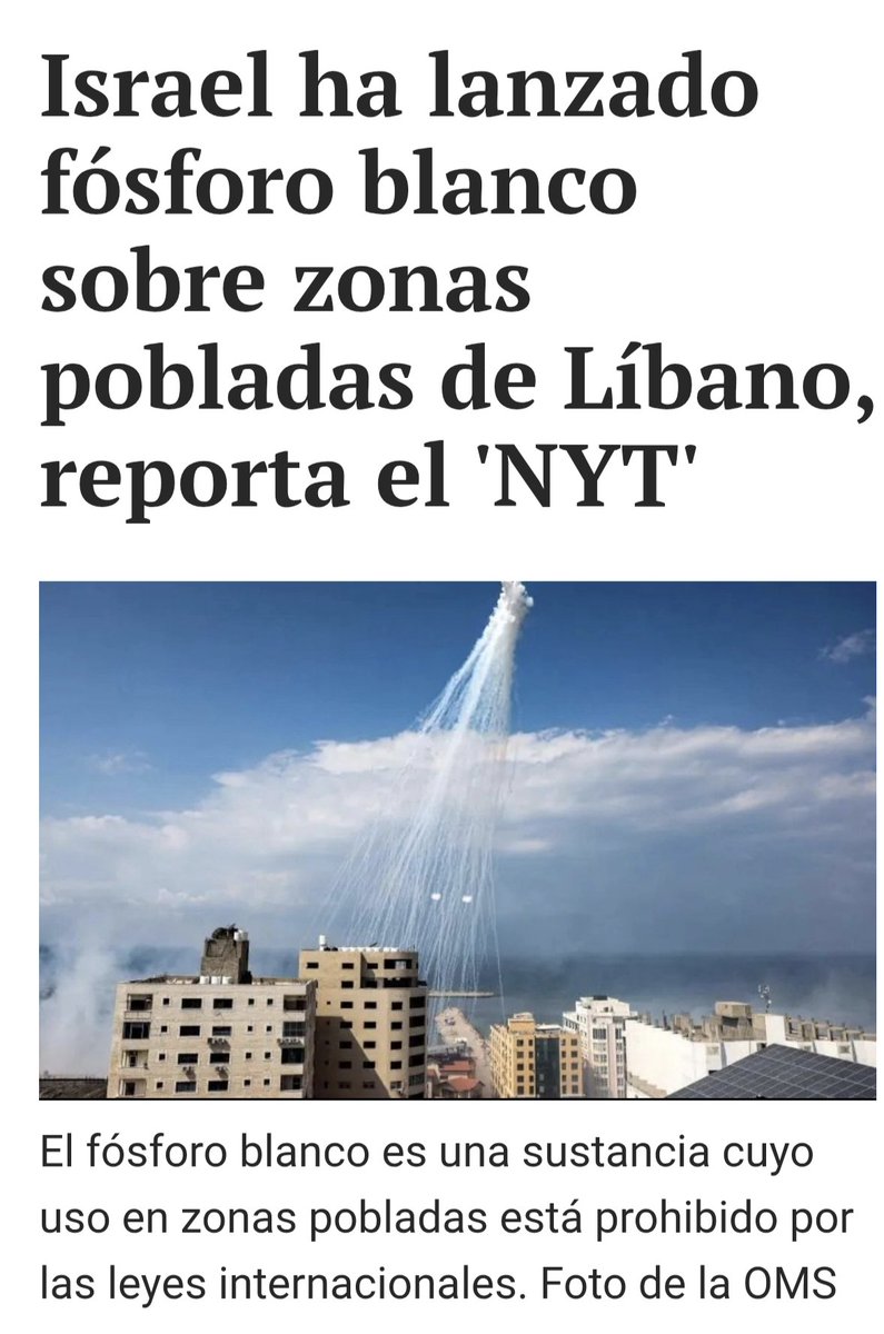 CarlosPazC2021's tweet photo. Israel suma a sus numerosos crímenes el uso de fósforo blanco. Si bien no ha sido la primera vez que utiliza esta sustancia, sí supone la que lo ha hecho con mayor intensidad. https://t.co/WA0SMsoJIx