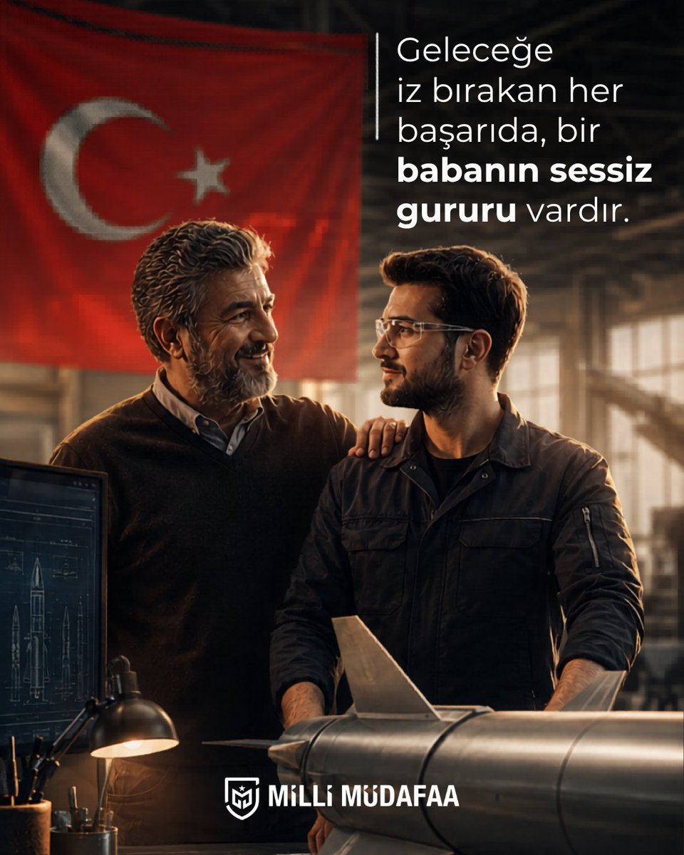 millimudafaa_tr's tweet photo. Bir evladın cesaretinde, emeğinde ve ülkesine değer katma yolculuğunda çoğu zaman bir babanın sessiz desteği vardır.

Bazen bir omuz dokunuşu, bazen yol gösteren bir bakış, bazen de “yapabilirsin” diyen güçlü bir inanç���
Geleceğe iz bırakan tüm evlatların arkasında; güven veren, emek veren ve gururunu sessizce taşıyan babalar var.

Babalar Günü kutlu olsun.

#BabalarGünü #MilliMüdafaa #SavunmaSanayii #MilliTeknoloji #Türkiye