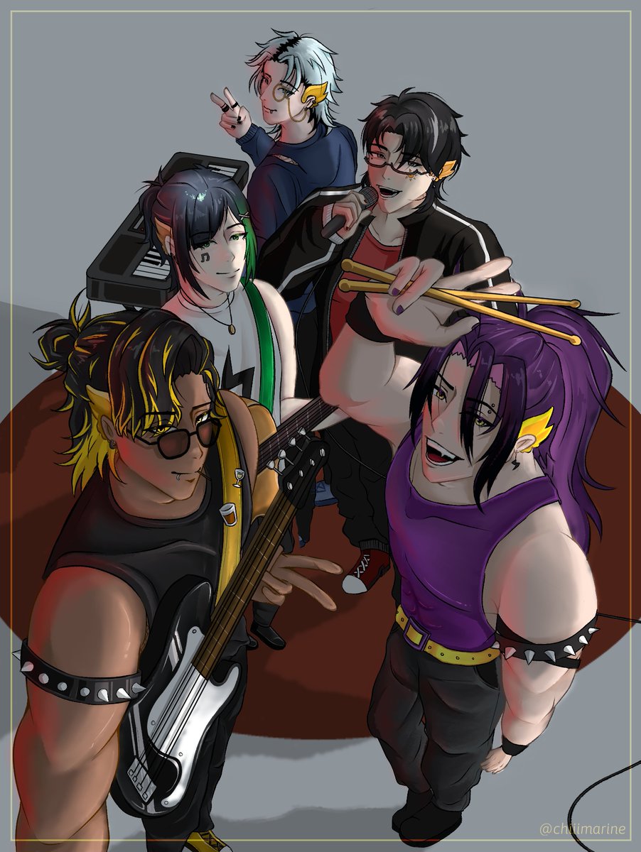 chiiimarine's tweet photo. band AU 🎸

#MEVVARNAI #NakuLukis #Artjuna #PourtraitSagara #Bimajinasi #Yudiartsbun https://t.co/OkIgyJjJ0A