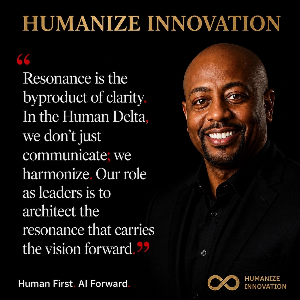 HumanizeFirst's tweet photo. Resonance is the byproduct of clarity. In the Human Delta, we don't just communicate; we harmonize. Our role as leaders is to architect the resonance that carries the vision forward. #HumanFirstAIForward #HumanDelta https://t.co/NRKmNyXzDd