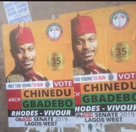 LegendaryJoe's tweet photo. "Chinedu" is his government name.

"Chinedu" is his beloved name - one in 'whom' he is well pleased.

"Chinedu" is his name, one he conveniently deployed like a battle standard when it was time to harvest the votes of his igbo people in Lagos State. Or did you not notice how "Chinedu" came before "Gbadebo" on that poster? The elephant does not hide its tusks when it wants to be recognized in the forest.

He is "Chinedu" - "Chinedu" is him.

And if calling a man by the first name he has proudly worn like a chieftain's cap - one he himself has flaunted in the open square of politics - amounts to bigotry in your estimation, then I suggest you return to your corner and continue cracking those forced, mirthless jokes of yours.

The small chicken must not wander into where the seasoned cocks are known to fight. Matters of public reckoning occupy an altitude far beyond your discernible capacity brother.