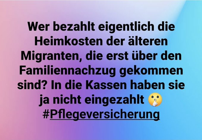 elke0503's tweet photo. DAfür werden unsere Krankenkassen und die Pflegakasse geplündert!
CDU/CSU; SPD, Grüne, Linke ABWÄHLEN, sonst ist Deutschland bald ein islamischer Staat! https://t.co/umfQkbvznF