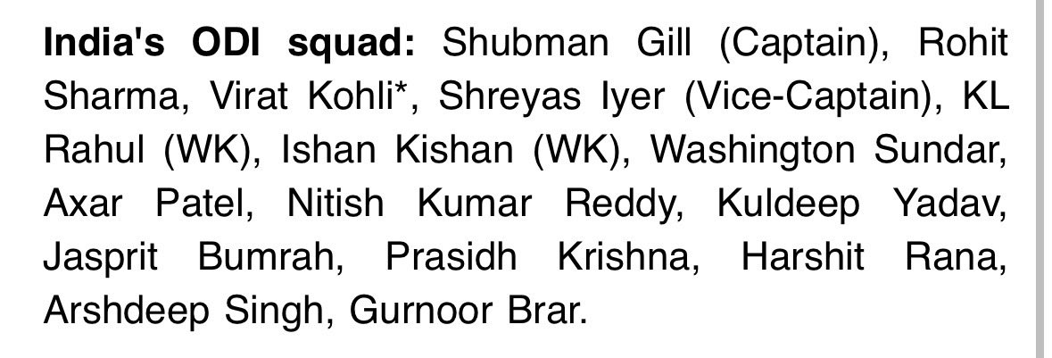 AJCricWorld's tweet photo. #Storyoftheday

Virat Kohli returns to the squad for the three-match ODI series in England, subject to fitness clearance. https://t.co/r4xrqea538