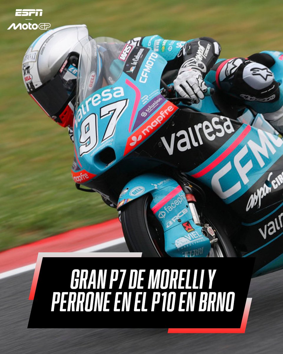 MotoGP_ESPN's tweet photo. ¡Qué remontada, Marco! 👊

Morelli pasó último en la primera vuelta pero se vino para adelante hasta ser P7 en el clasificador final. 👏

Perrone también pasó rivales para meterse en el top 10 y volver a sumar en el campeonato. 🇦🇷 https://t.co/gZt7f0Askd