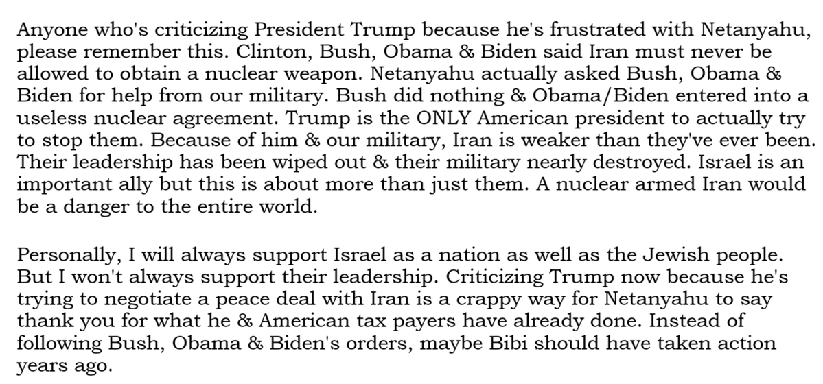 ClaireBalan's tweet photo. 🚨🚨🚨 Netanyahu should remember if Democrats take back control of the USA, Iran will have nukes.

Americans should remember the border will be reopened, Christians/Jews will be targeted, Trump supporters will be targeted &amp; womens rights will cease to exist.

#DemocratsAreEvil https://t.co/mzwhmBdFY4
