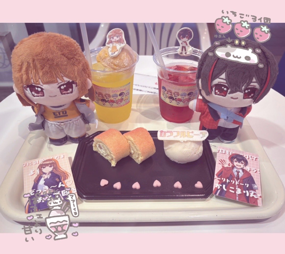 _mcoon's tweet photo. ♡@yuapyoon♡#からぴち♡#ゆあんくん♡
今日は東京ツリビレのカフェに行ってきました（｡ɞ̴̶̷ ̫ ɞ̴̶̷｡)➿♥
お馴染みのお友達と一緒に行けてたのしかった♩ゆあんくんの｢ベリーベリー6周年感謝ドリンク｣飲んできたよ🍓♡思ったよりもいちごの味がしてわたしいちご大好きだからとっても美味しかったです𐔌ᵔ꜆ ܸ•⩊•ᵔ 𐦯꜆💕ミニロールケーキセットもお友達と半分こして食べたよ（>∪<）ロールケーキに桃が入ってたりアイスは桃味でいっぱいからぴち感じれた🍑♥かっこいいゆあんくんともちゃんとお写真撮ってきました(〃艸〃)♡
今日もまたゆあんくんとの幸せ想い出更新できたよᐢ⁄•⁄ω⁄‹⁄ᐢ♥あと7日でからぴち6周年！6周年もとってもわくわく楽しみだよ(๑>ᴗ<๑)🎶毎日幸せをありがとう(ᵕ ̫ ᵕ̩̩)🍀今日もゆあんくんが大好きだよ♡