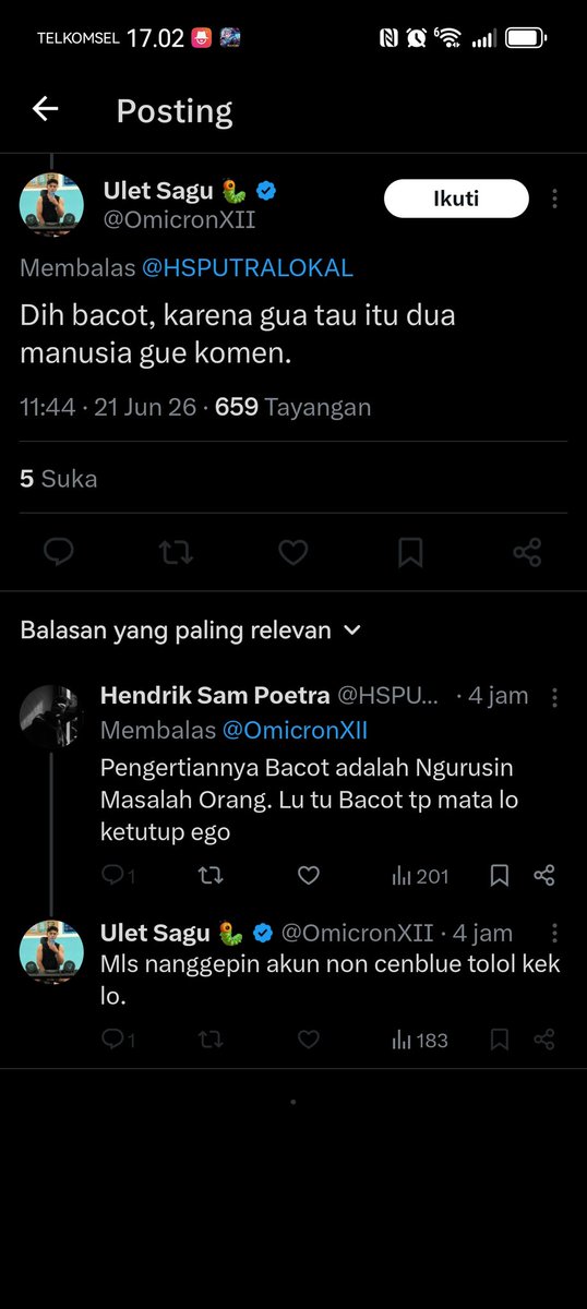 HSPUTRALOKAL's tweet photo. @OmicronXII
Kalo non cenblue itu tolol, elu cenblue ngebacotin hubungan orang = Idiot keknya.
Habis komen tolol lgsung ngeblokir.
Ngatai hubungan org paling depan, giliran dikatai balik, blokir. Pengecut https://t.co/agwV6QzXn7