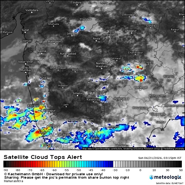satarkindia's tweet photo. #SatarkAlert #Thunderstorm
२१ जून २६ ; १५:४० (४ तास) Update 1
काही ठिकाणी विजा, वादळी वाऱ्यांसह पाऊस. जिल्हे: रत्नागिरी, सिंधुदुर्ग, रायगड, गोवा | कोल्हापूर, सातारा, पुणे. https://t.co/GQPM7kQjTr