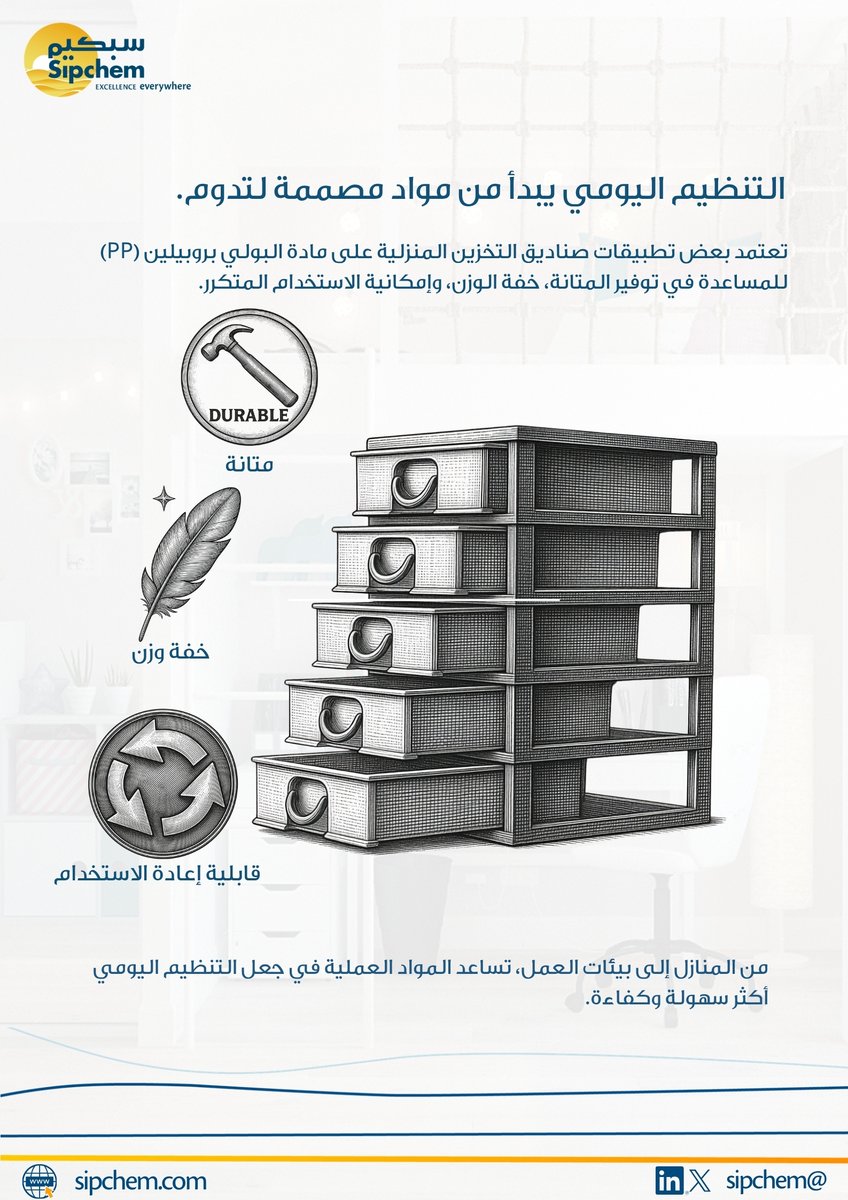 sipchem's tweet photo. التخزين الأفضل يبدأ بمواد أفضل. #سبكيم https://t.co/kTwVG6BtDR