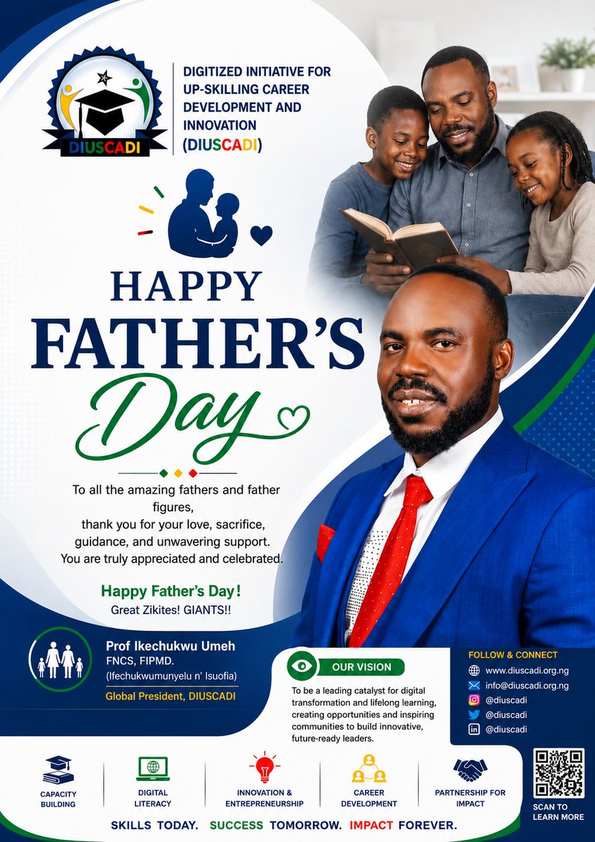 DIUSCADI's tweet photo. Fathers build more than families—they build futures. ❤️
Today, DIUSCADI celebrates the fathers and father figures whose guidance, sacrifice, and leadership inspire the next generation of innovators and changemakers.
Happy Father's Day! 👔
#HappyFathersDay #DIUSCADI #Growth https://t.co/y8iWbkKN1Q