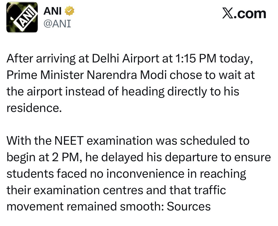 Joydas's tweet photo. Nation will be forever indebted for this Sacrifice. He waited in VIP Lounge for 45 Minutes after coming back from Yoga Day Photoshoot just for the future of Students. https://t.co/Q140LBs7TA