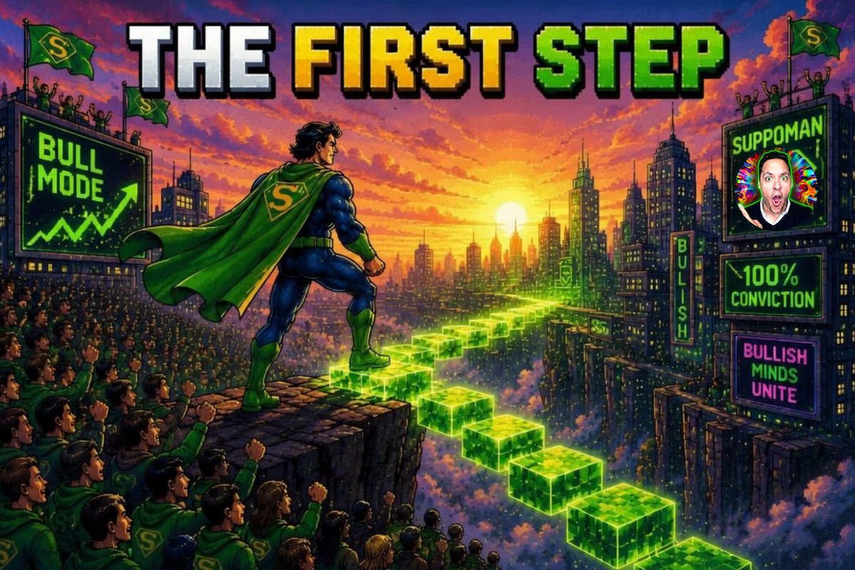 SuppomanCoinSol's tweet photo. Every great movement...
Starts with one believer.
One decision.
One first step.

STAY HYPER BULLISH with SUPPOMAN 🟢🐂 https://t.co/FuYcMa084l