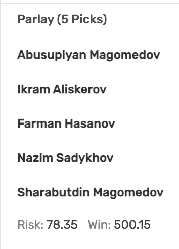 GeoJaneiro's tweet photo. Guess the first #NarrativeNation parlay for #UFCBaku https://t.co/Q8rLRjOQ9S