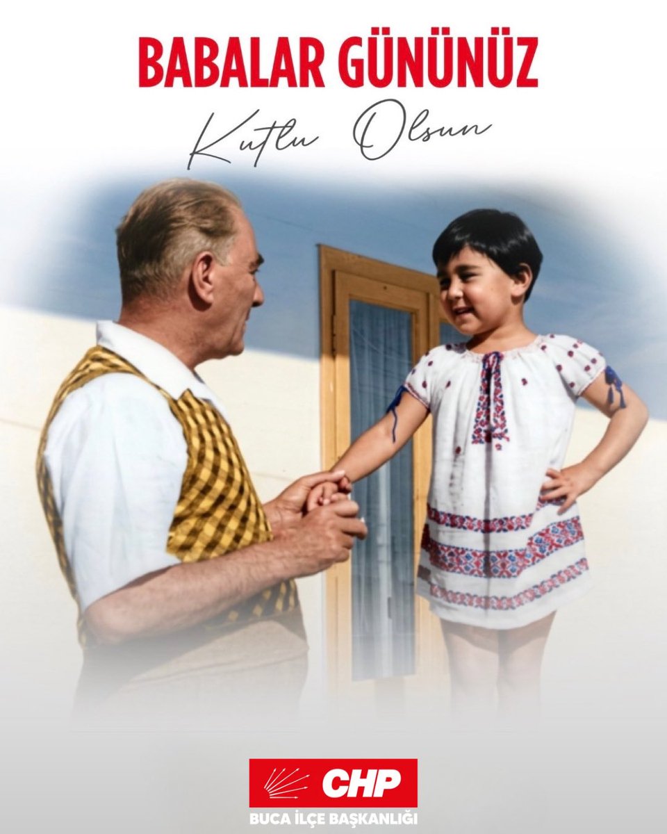 BucaChp's tweet photo. Babalarımız; emekleri, fedakârlıkları ve sevgileriyle hayatımıza yön veren en değerli rehberlerimizdir.

Başta Ulu Önder Mustafa Kemal Atatürk olmak üzere, tüm babaların ve baba adaylarının Babalar Günü’nü kutluyor; aramızdan ayrılan babalarımızı saygı ve özlemle anıyoruz. https://t.co/3pc8uZl9B1
