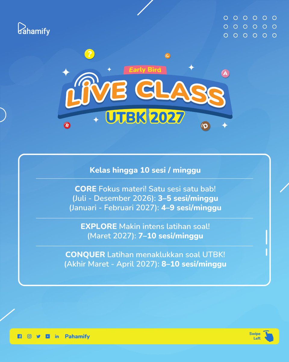 pahamify's tweet photo. Btw, apa aja sih keuntungan ikutan Live Class TKA SMA 2026 ataupun Live Class UTBK 2027? Cek detailnya di gambar ini ya! ✅ https://t.co/fdjSO4b5Bx