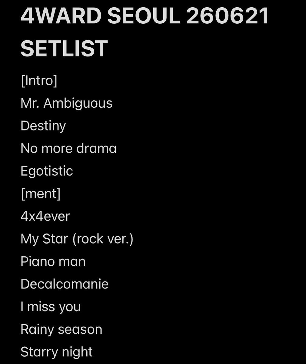 JerryHeaven95's tweet photo. MAMAMOO 4WARD CON SEOUL DAY-3 260621 SETLIST 

EVEN MORE INSANE OUTFITS AND 3 NEW SONGS FOR ENCORE 🤯 IM STILL
 BAWLING AND GAGGING 🤒🤤🔥

#MAMAMOO #마마무 https://t.co/y0aOV3eCmy