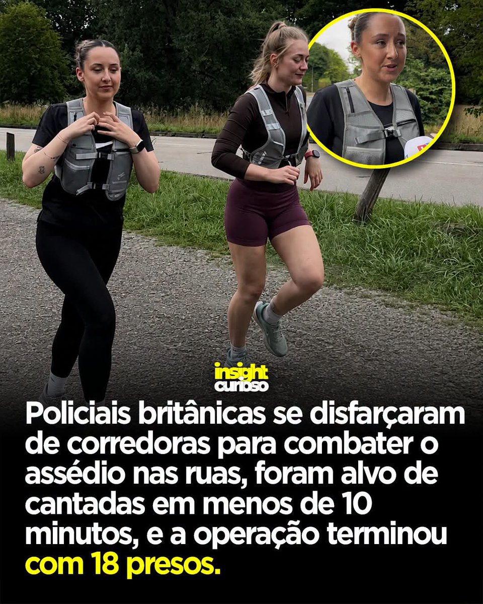 SensoCrtico1's tweet photo. A polícia de Surrey, na Inglaterra, teve uma ideia diferente pra flagrar o assédio nas ruas: botou policiais mulheres pra correr à paisana, como corredoras, com colegas escondidos dando cobertura. Elas serviam de isca e registravam quem passasse dos limites.

O resultado mostrou o tamanho do problema. A primeira policial virou alvo em menos de 10 minutos, quando um homem começou a buzinar e fazer gestos pra ela.

A operação começou em 2025 e terminou com 18 presos, por assédio, agressão sexual e roubo. Rápido assim, virou retrato de algo que muita mulher já conhece.

Fonte: BBC News.