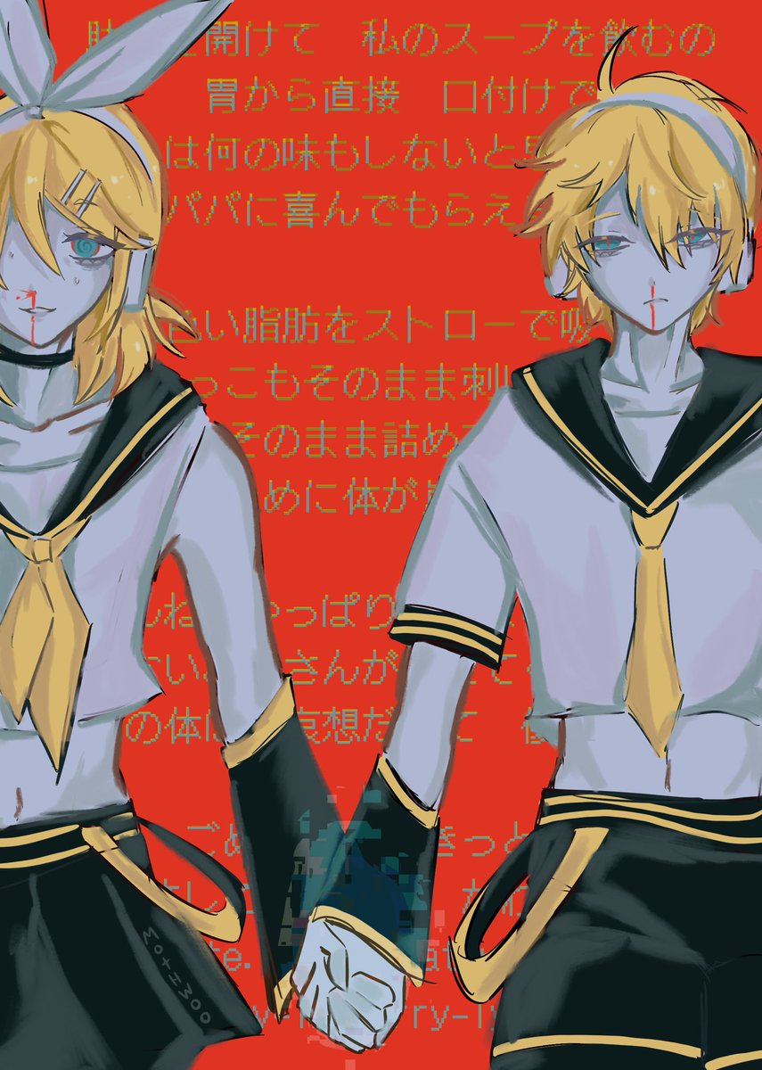 mothwoo's tweet photo. Rin and len won the vote for my next drawing over on insta, so here they finally are #vocaloid #rinandlen https://t.co/ME6D62QACb